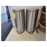 2 Stainless Steel Round Step-on Trash Cans