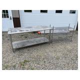 Stainless Table and Wire Shelf With Sink