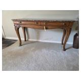 Vintage Thomasville Oak & Marble Sofa Table