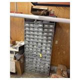 Grey hardware cabinet with contents