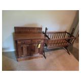 Spoon Carved Cabinet and Vintage Bassinet