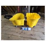 2 Rubbermaid Commercial Rolling Mop Buckets