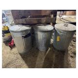3 - Galvanized Trash/Utility Cans
