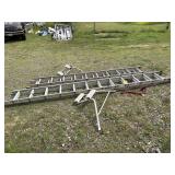 Pair of Aluminum Extension Ladders, Stabilizers