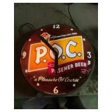 POC Beer Lighted Advertising Clock