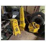 Wet Floor Signs & Mop Bucket