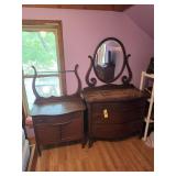 Serpentine Tiger Oak Dresser & Oak Wash Stand