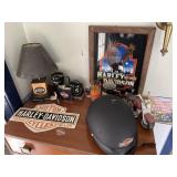 Harley Davidson Collectibles + 3 Helmets
