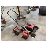 Honda Mower and Gas Cans