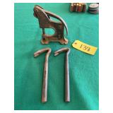 Cast Iron Hand Rivet Press and Mini Crowbars