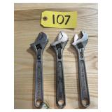 3- Crescent Adjustable Wrenchs