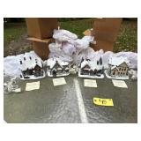 4- Thomas Kinkade Village Pieces