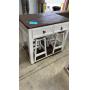 DISTRESSED WHITE W/ WOOD TOP TABLE & 4 STOOLS