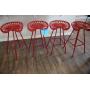 LOT OF 4 RED TRACTOR STYLE METAL BAR STOOLS