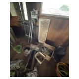 2 hydrants, tie down stakes, shelf, misc.