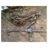 Fence stretcher, chains, misc.