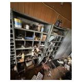 2 metal organizers and contents