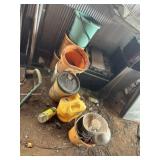 Feed buckets, gas can, heat lamps