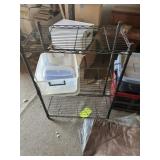 Metal rack, totes, tarps
