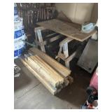 Folding saw horses and saw horse boards