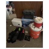 Boat seat and swivel, ice chest, life jackets,