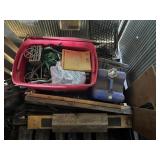 4 saw horses, grill, home decor, misc.