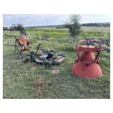 3 point spreader and finish mower, concrete mixer