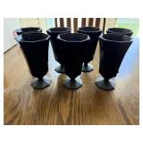 7+/- Vintage Octagonal Black Iced Tea Glasses