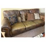 Lane Furniture Leather Couch, 4 Throw Pillows
