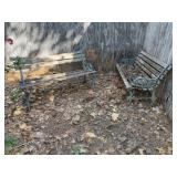 2 Small Metal/Wood Garden Benches