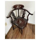 Vintage Asian Wooden Corner Chair