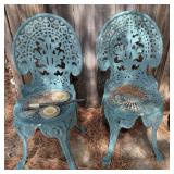 2 Iron Outdoor Chairs, Metal Yard Spinner