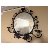 Iron Framed Mirror w/ 4 Candle Holders