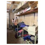 3 Folding/Rolling Shelves & Contents