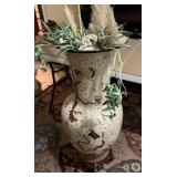 Large Decorative Floor Vase on Wooden Stand