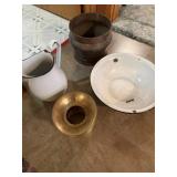 Spittoon, Enamelware Pitcher/Washing Bowl,