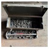 Metal Toolbox w/ Bolts, Washers, Nuts