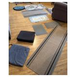 8+/- Misc. Rugs/Mats, 2 Seat Cushions