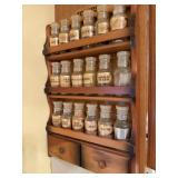 Wooden Wall Hanging Spice Rack w/ Bottles