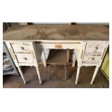 Vintage Wood Writing Desk, Small Chair