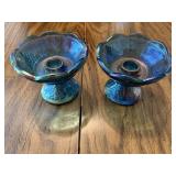 2 Harvest Grape Iridescent Candle Holders