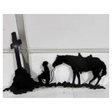 Metal Black Praying Cowboy Sign