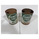 2 Empty Quaker State Motor Oil Cans