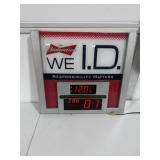 Budweiser We I.D. Date & Time Sign
