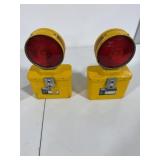 2 Vintage Metal Warning Lights