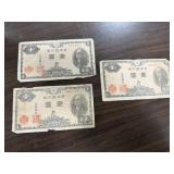 (3) Japanese 1 Yen Banknotes