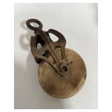 Vintage Cast Iron & Wood Pulley