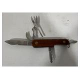 Vintage Wood Handle 7 Tool Pocket Knife