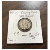 1940 Mercury Dime 90% Silver