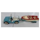 1960s Tonka Pressed Steal Turquoise Jeep w/